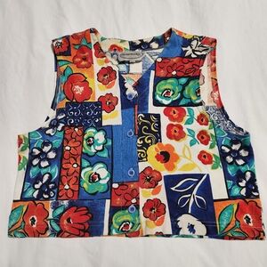 Stonebridge Women's Floral Vest Medium Made In U.S.A.